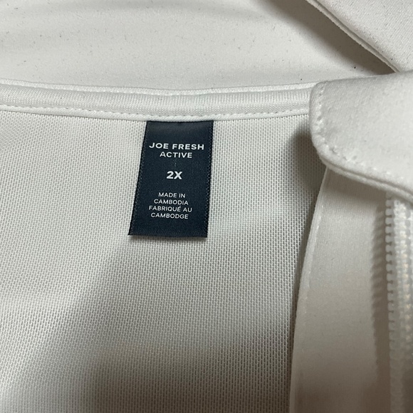 JOE FRESH ACTIVE White Full Zip Lightweight Jacket Side Zip Pockets US Sz 2X - Picture 3 of 7